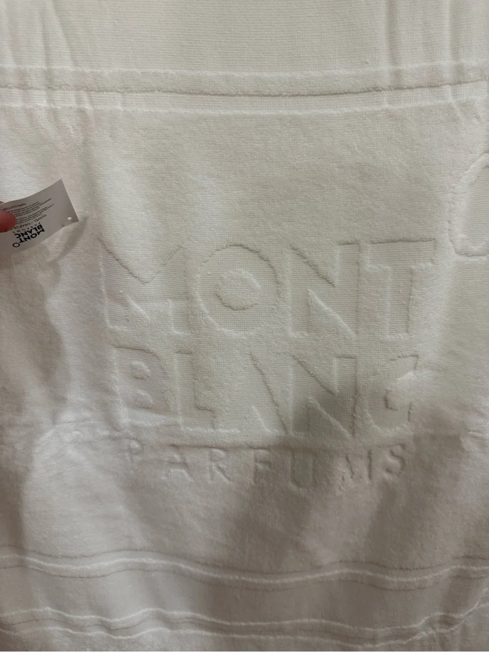 Mont Blanc White Embossed Logo Bath Towel